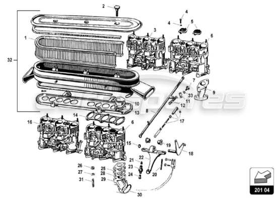 a part diagram from the lamborghini miura parts catalogue