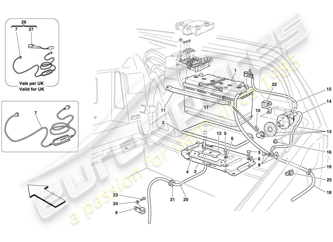 a part diagram from the ferrari 599 sa aperta (usa) parts catalogue