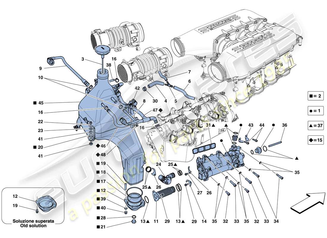a part diagram from the ferrari 458 italia (europe) parts catalogue