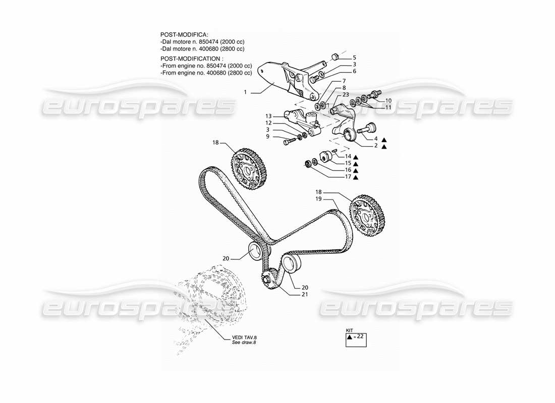 a part diagram from the maserati ghibli 2.8 gt (variante) parts catalogue