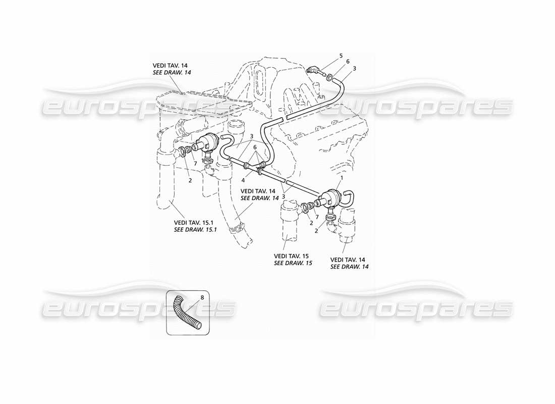 a part diagram from the maserati quattroporte (1996-2001) parts catalogue