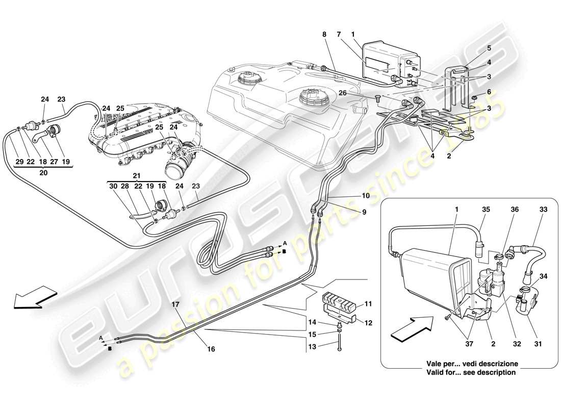 a part diagram from the ferrari 599 gto (rhd) parts catalogue