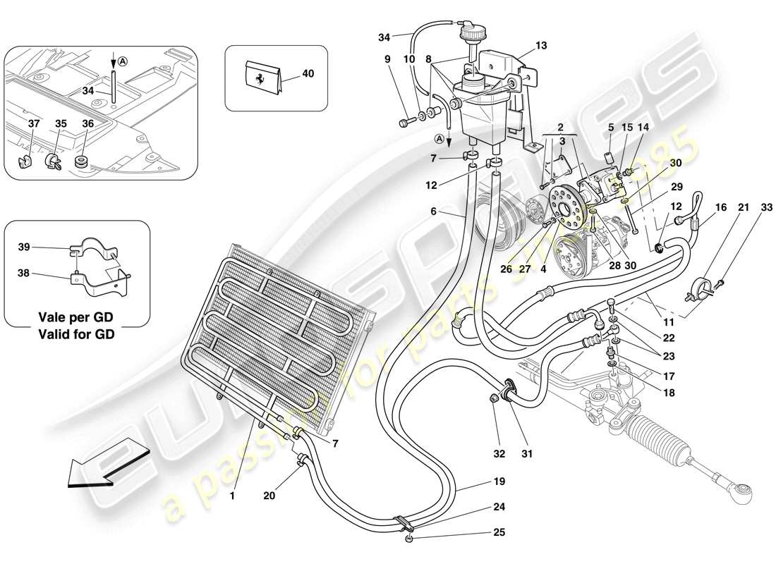 a part diagram from the ferrari 599 gto (rhd) parts catalogue