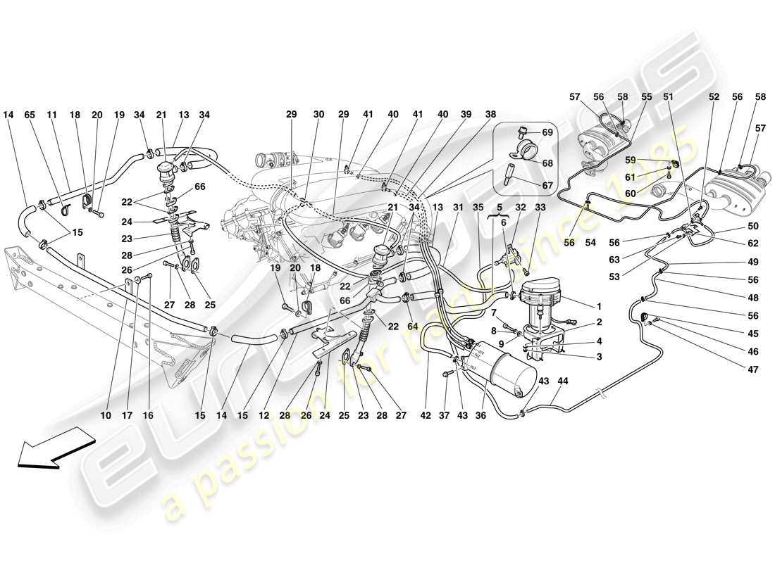 a part diagram from the ferrari 599 gto (rhd) parts catalogue