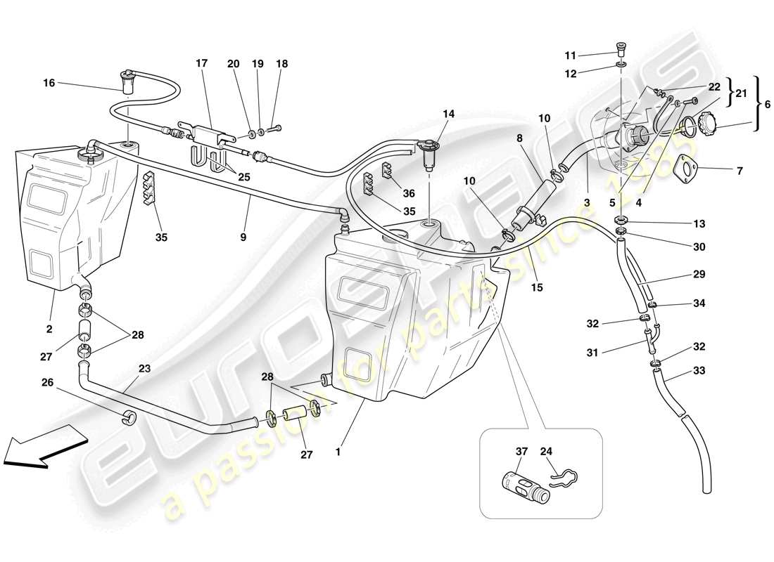 a part diagram from the ferrari f430 scuderia spider 16m (usa) parts catalogue