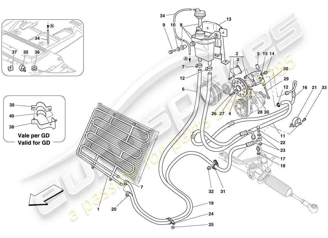 a part diagram from the ferrari 599 sa aperta (usa) parts catalogue