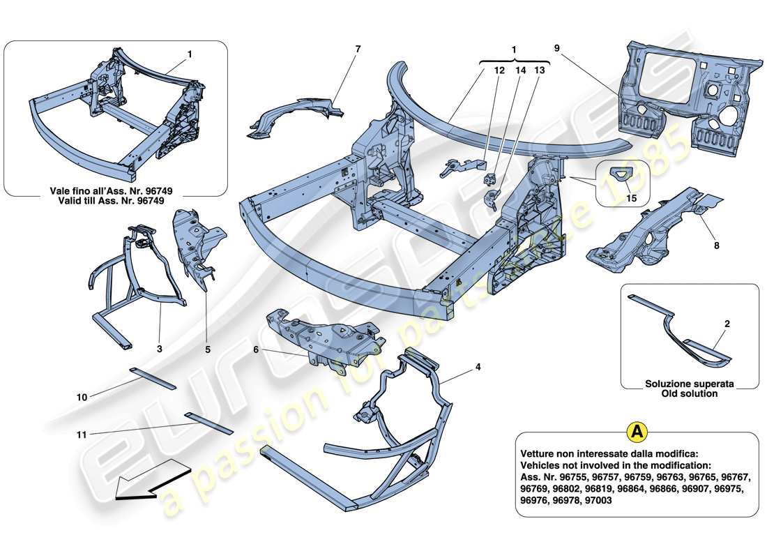 a part diagram from the ferrari 458 italia (europe) parts catalogue