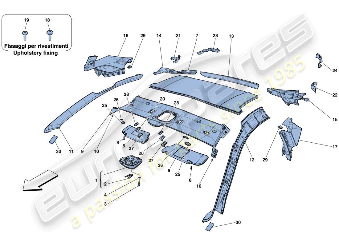 a part diagram from the ferrari f12 berlinetta (rhd) parts catalogue