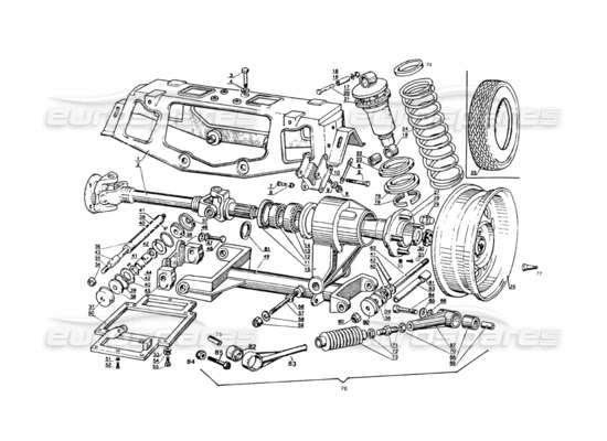 a part diagram from the maserati quattroporte (1967-1979) parts catalogue