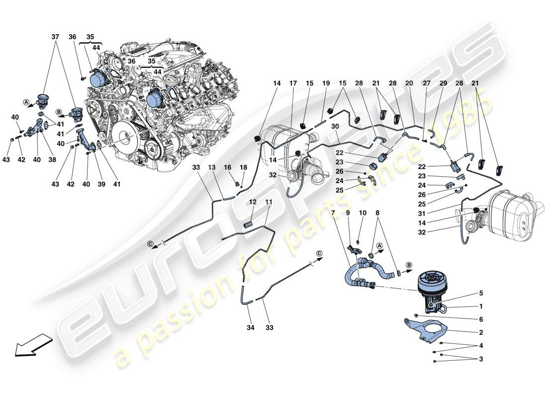 a part diagram from the ferrari gtc4 lusso t (usa) parts catalogue