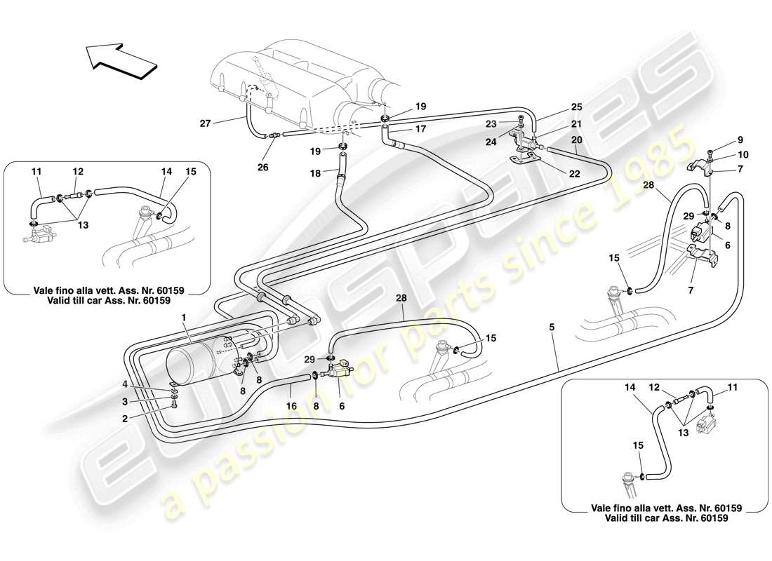 a part diagram from the ferrari f430 spider (rhd) parts catalogue