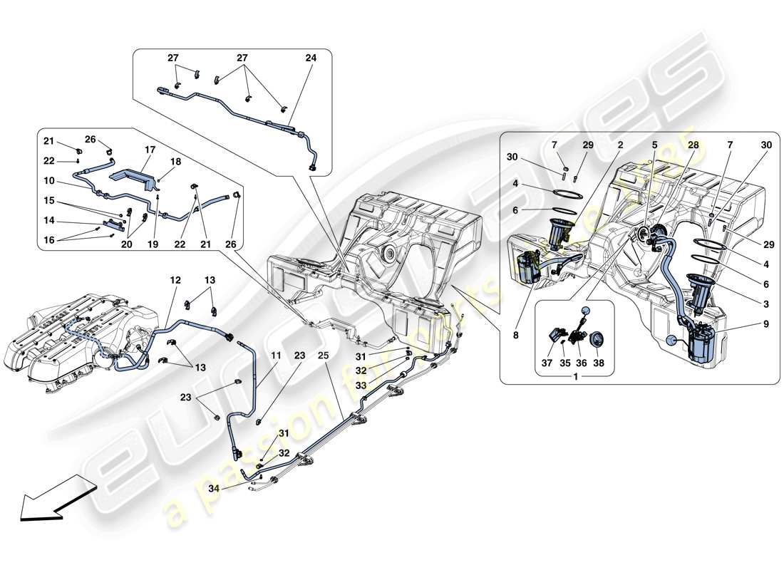 a part diagram from the ferrari gtc4 lusso (europe) parts catalogue