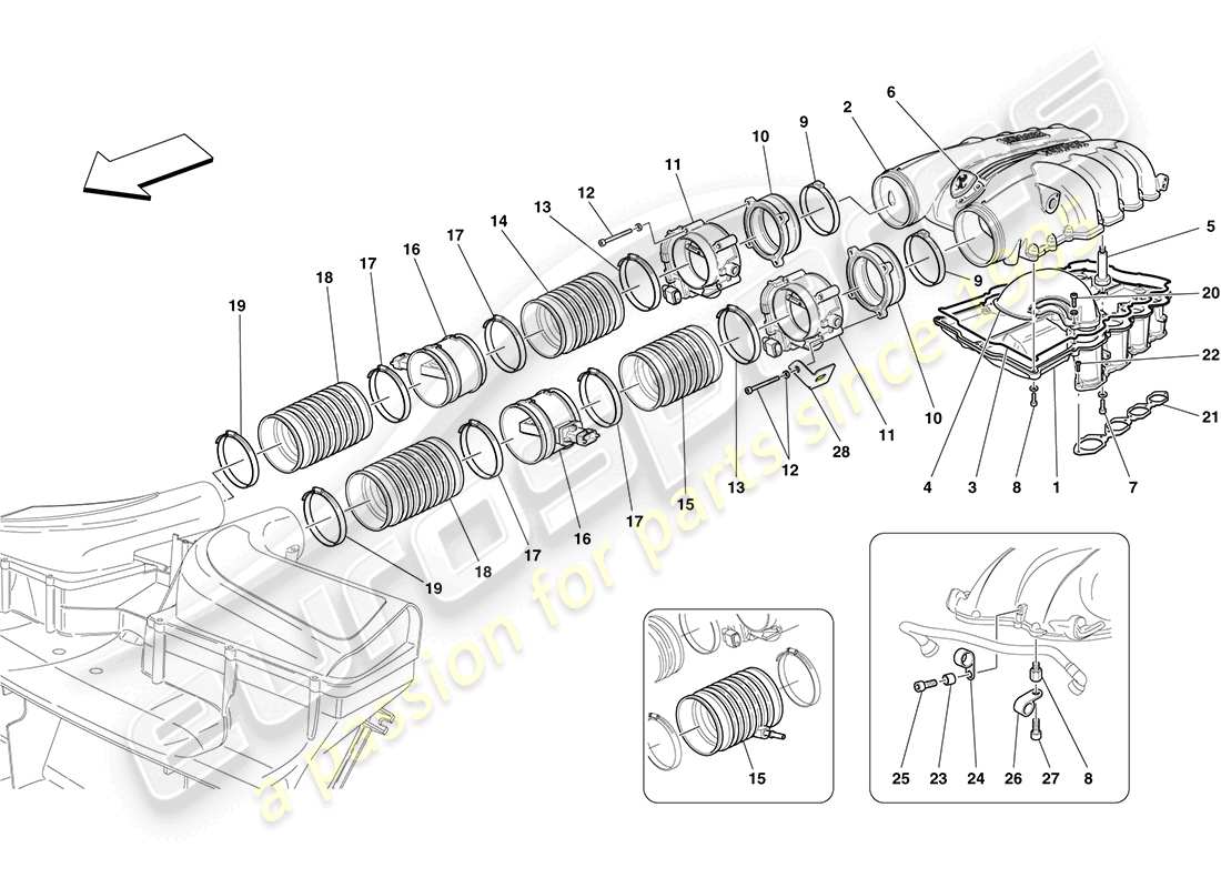 a part diagram from the ferrari california (europe) parts catalogue