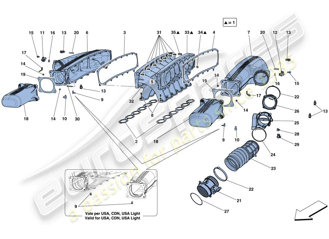 a part diagram from the ferrari f12 parts catalogue