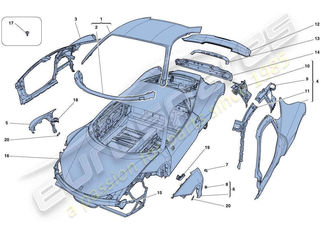 a part diagram from the ferrari 458 parts catalogue