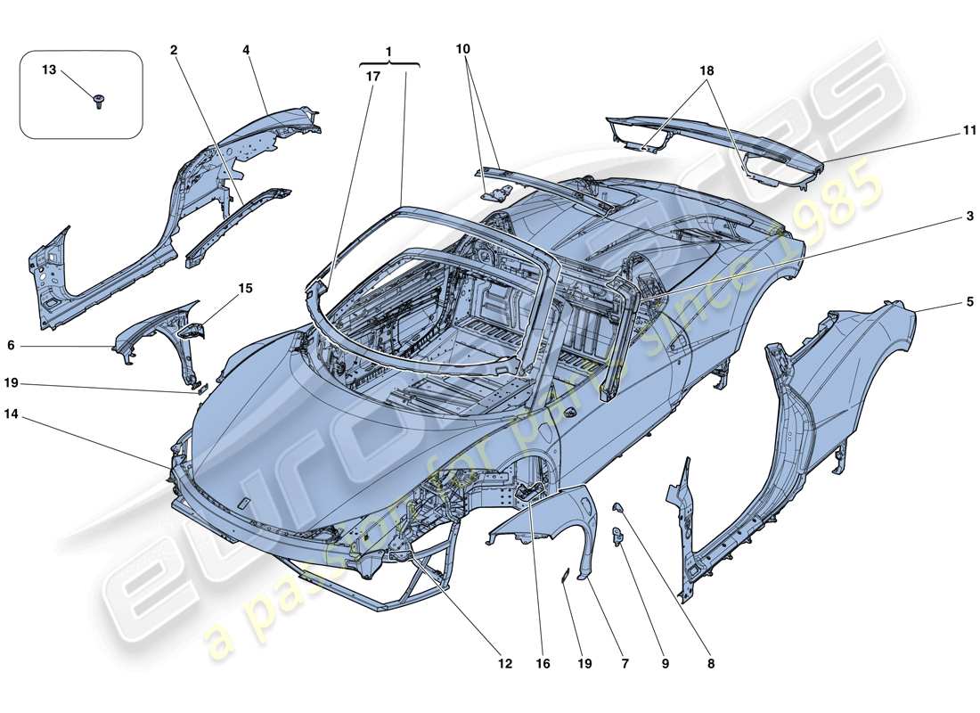 a part diagram from the Ferrari 458 Spider (Europe) parts catalogue