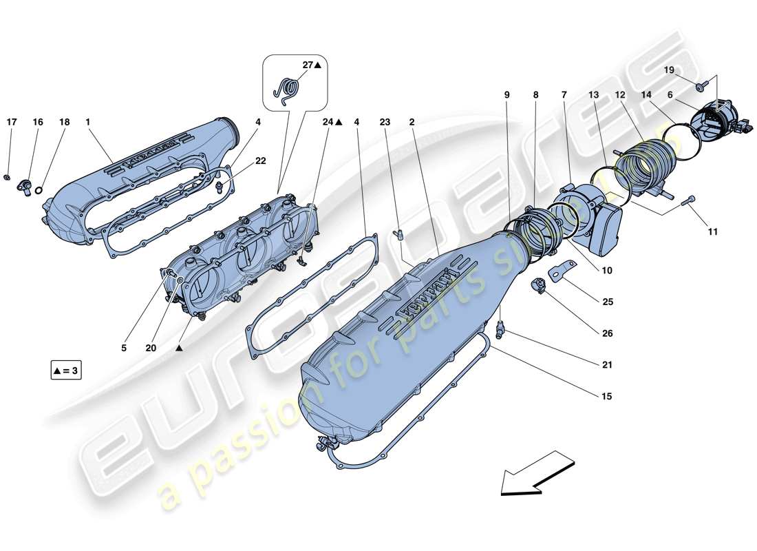 a part diagram from the ferrari 458 italia (rhd) parts catalogue