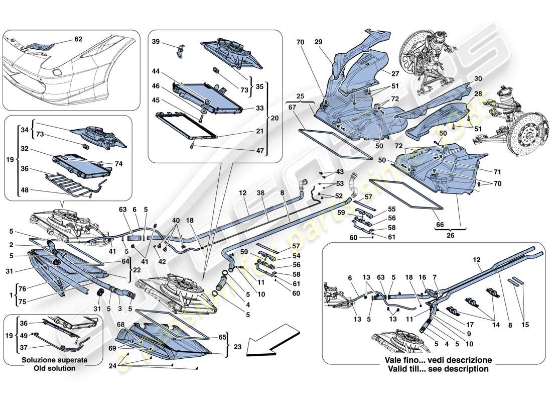 a part diagram from the ferrari 458 italia (rhd) parts catalogue