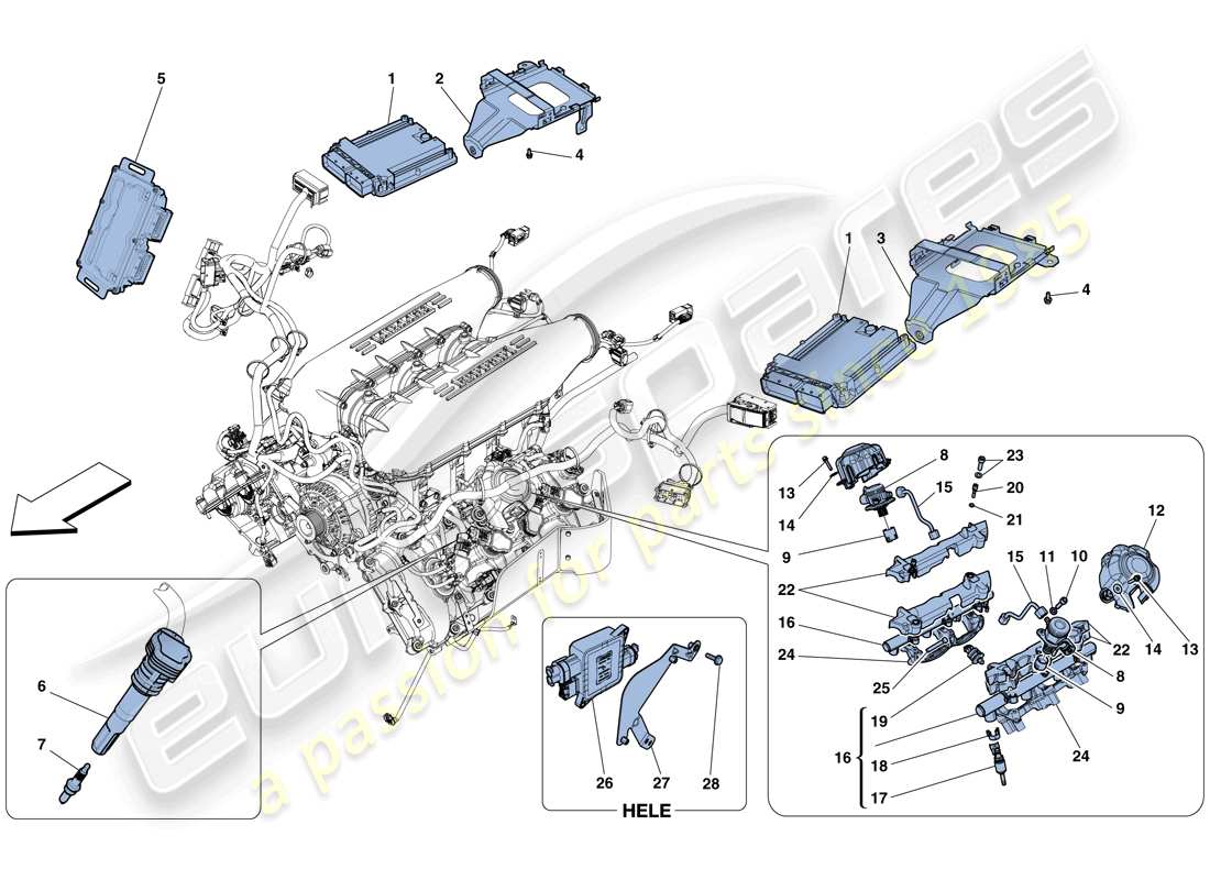 a part diagram from the ferrari 458 italia (usa) parts catalogue