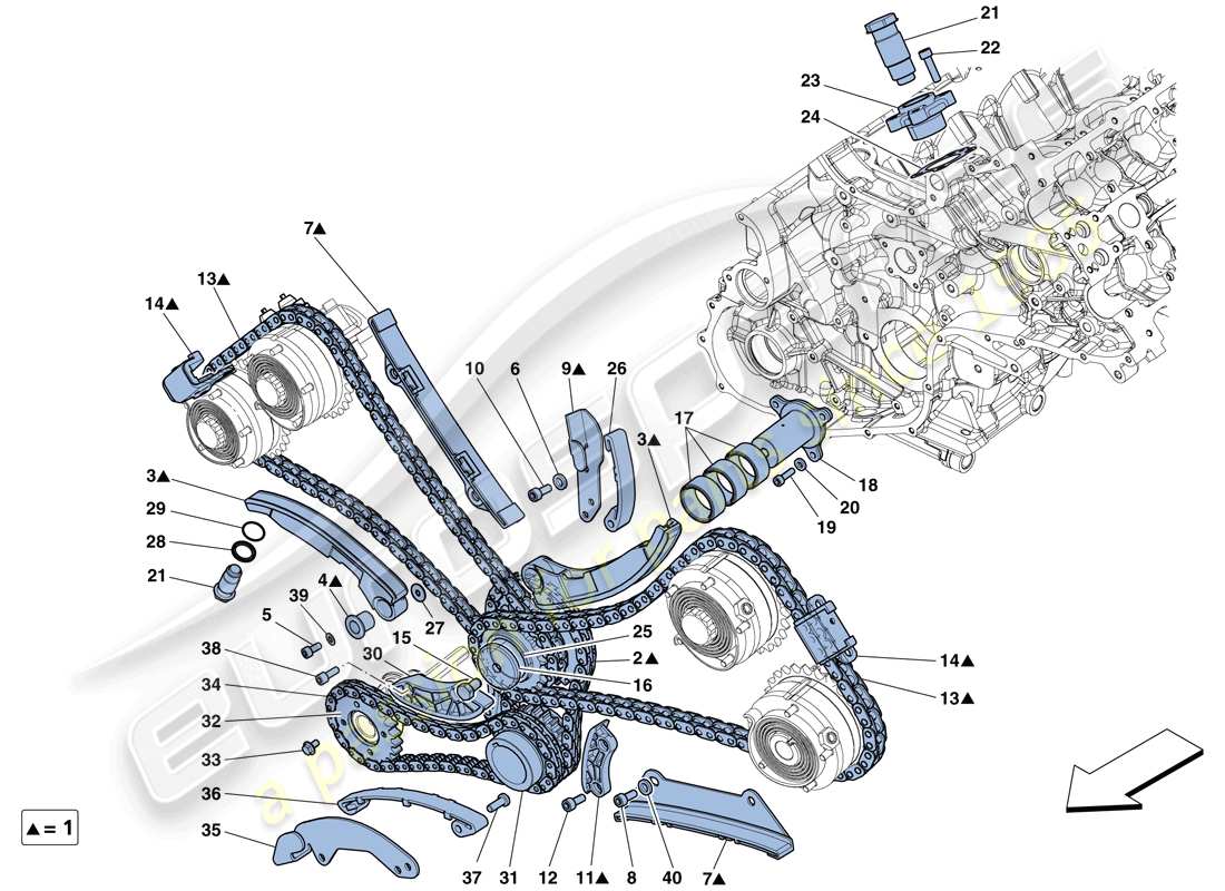 a part diagram from the ferrari 458 italia (usa) parts catalogue