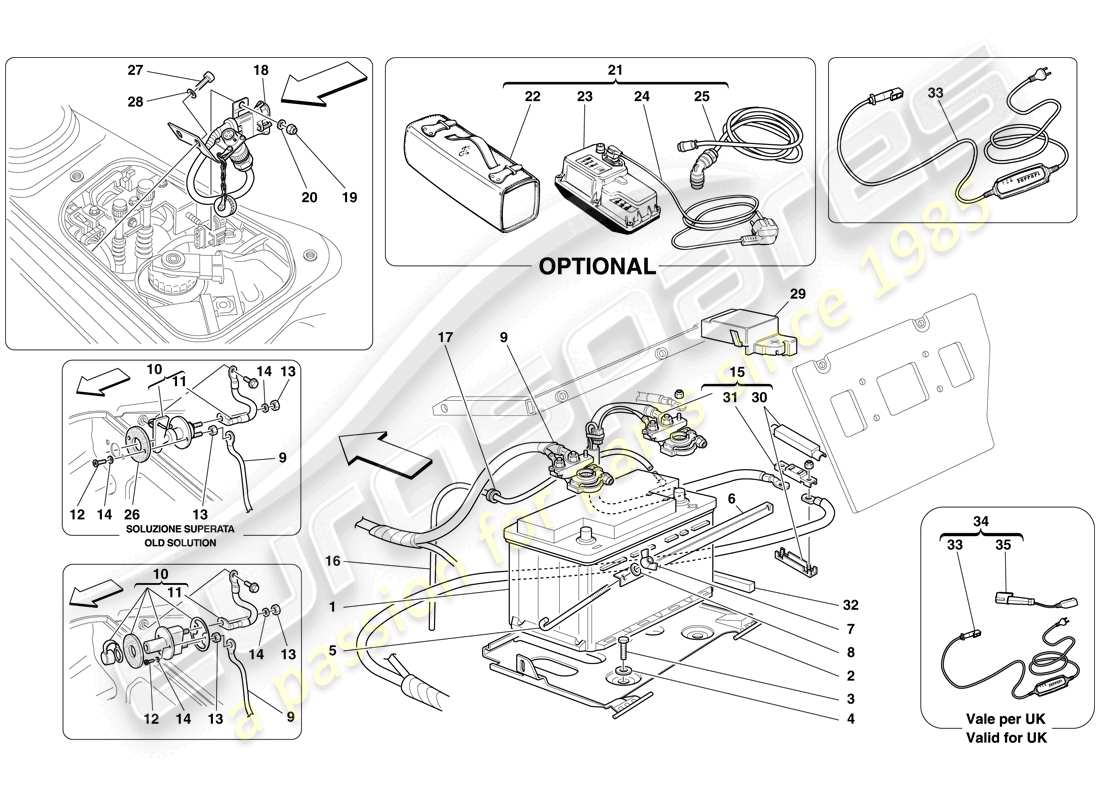 a part diagram from the ferrari f430 spider (rhd) parts catalogue