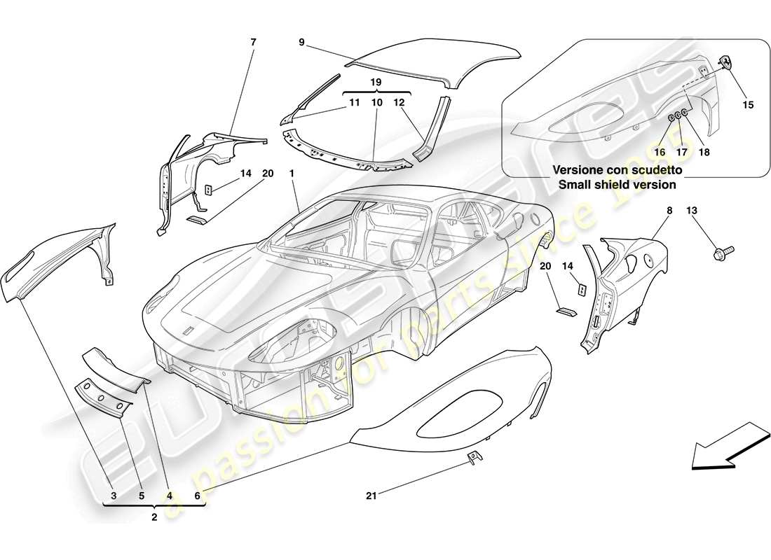 a part diagram from the Ferrari F430 Coupe (Europe) parts catalogue