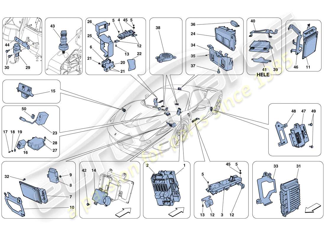 a part diagram from the ferrari 458 parts catalogue