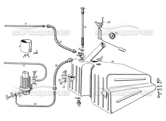 a part diagram from the ferrari 250 gte (1957) parts catalogue