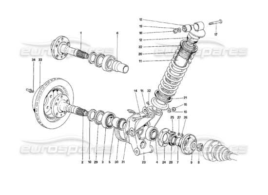 a part diagram from the ferrari 208 turbo (1989) parts catalogue