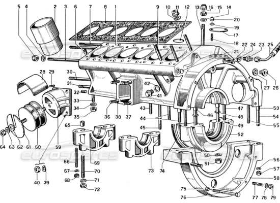 a part diagram from the ferrari 330 and 365 parts catalogue