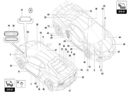 a part diagram from the lamborghini centenario parts catalogue