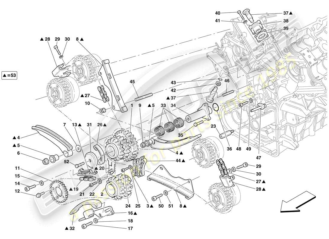 a part diagram from the ferrari 599 gtb fiorano (rhd) parts catalogue