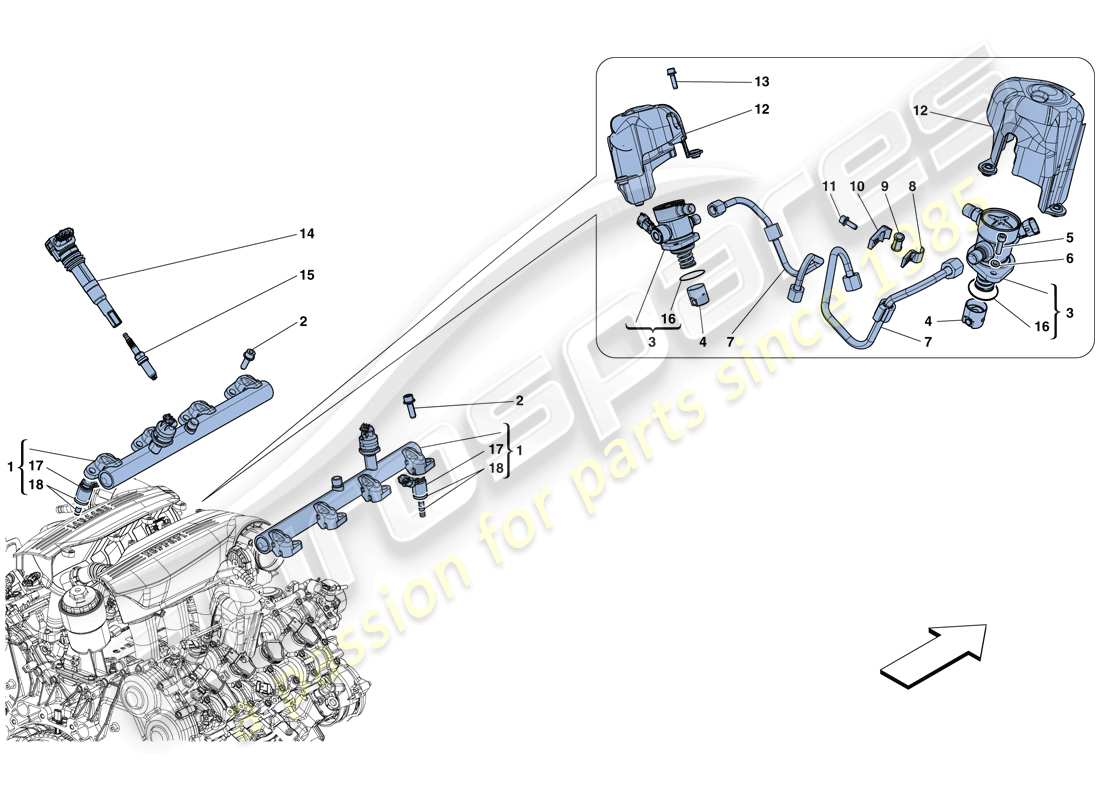 a part diagram from the Ferrari 488 GTB (RHD) parts catalogue