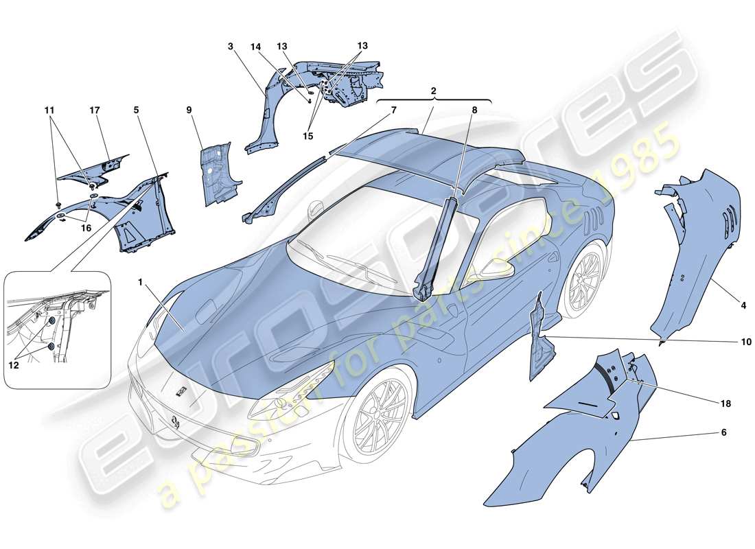 a part diagram from the ferrari f12 parts catalogue