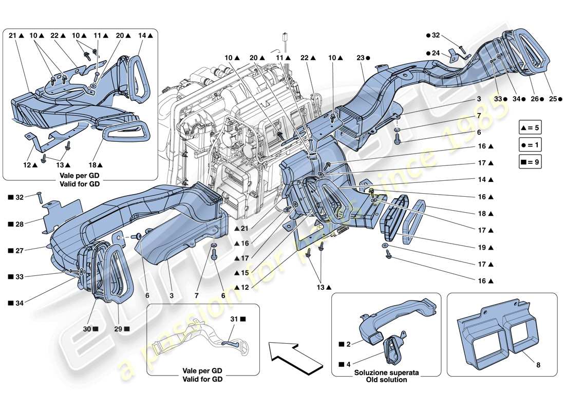 a part diagram from the ferrari 458 italia (rhd) parts catalogue