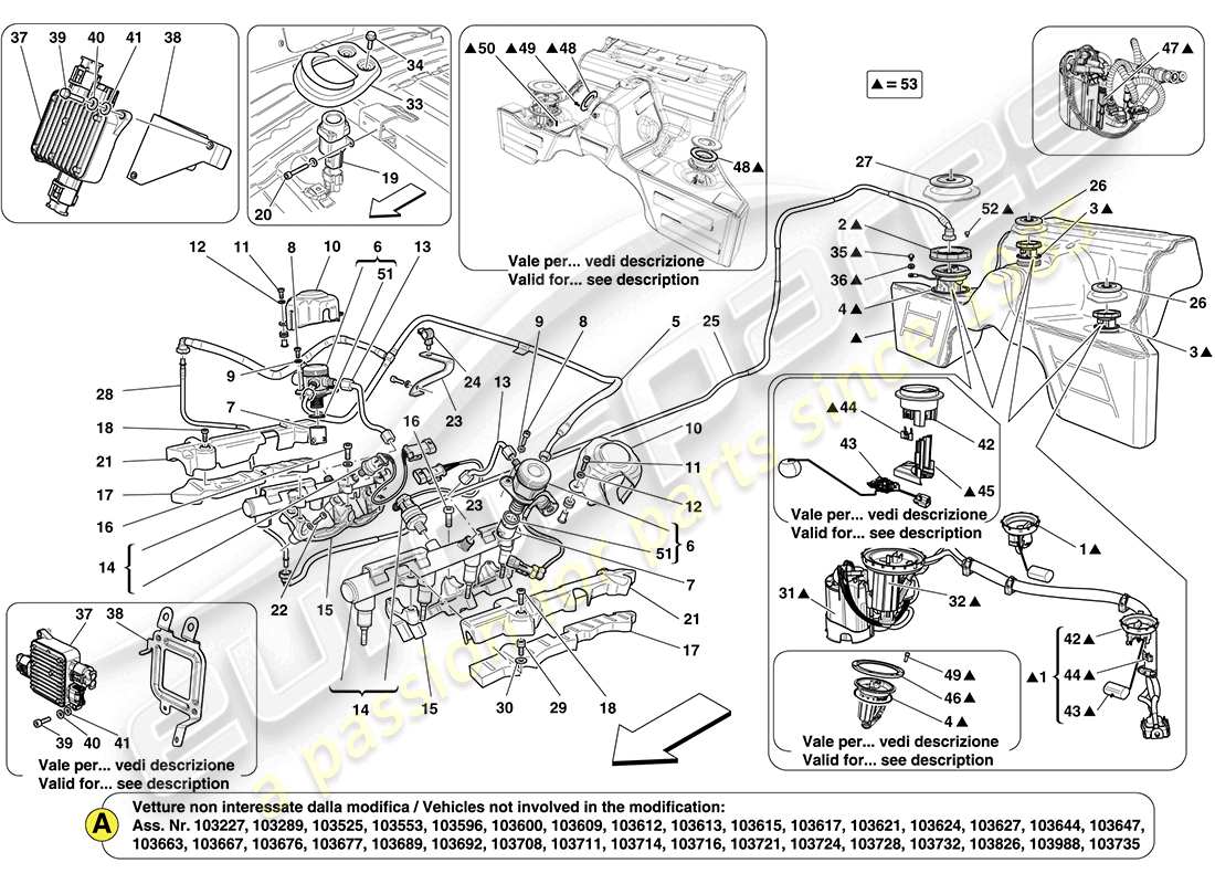a part diagram from the ferrari california (usa) parts catalogue