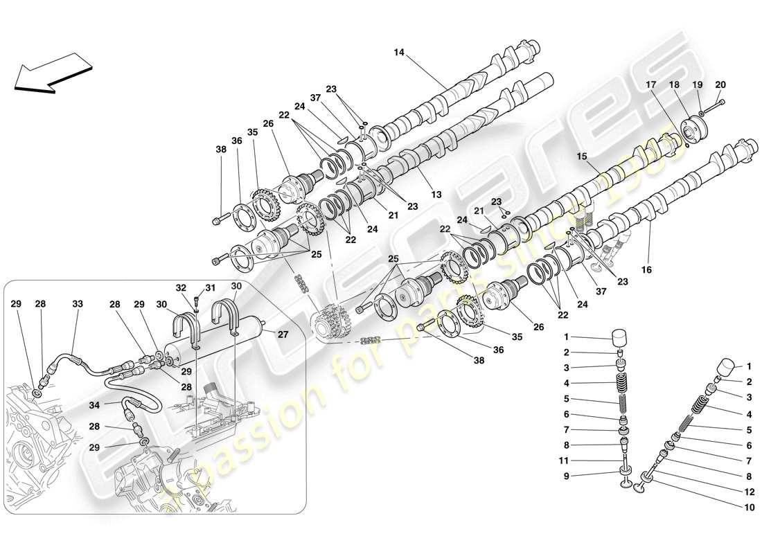 a part diagram from the ferrari f430 scuderia spider 16m (europe) parts catalogue