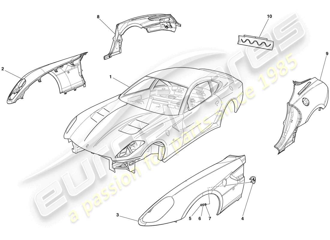 a part diagram from the ferrari 599 parts catalogue