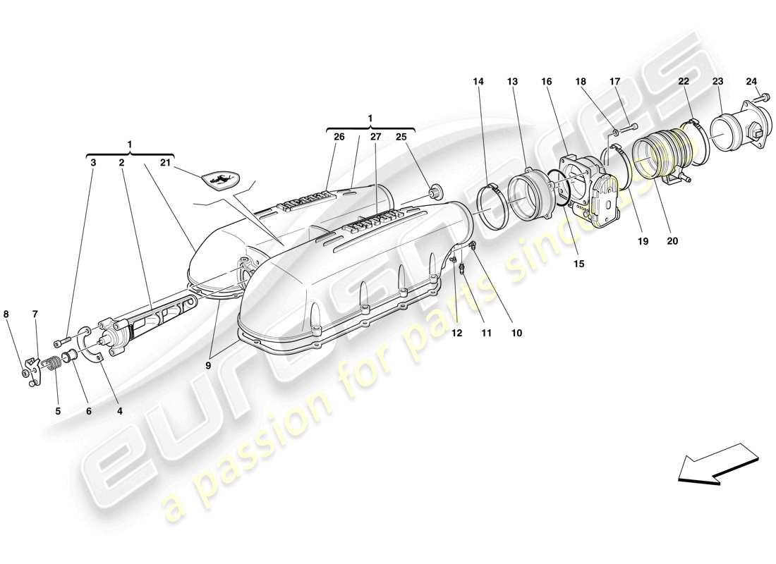 a part diagram from the ferrari f430 spider (usa) parts catalogue