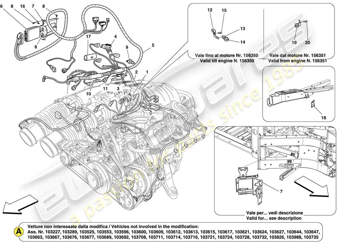 a part diagram from the ferrari california (usa) parts catalogue