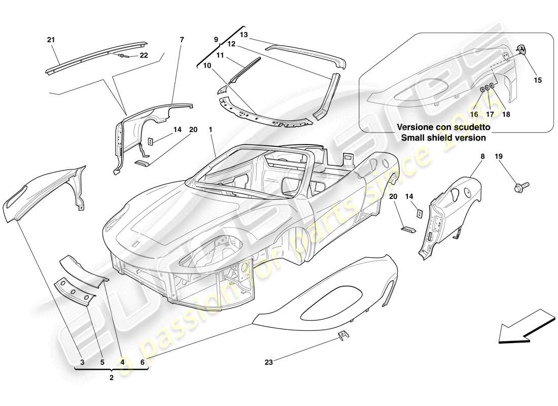 a part diagram from the ferrari f430 spider (usa) parts catalogue