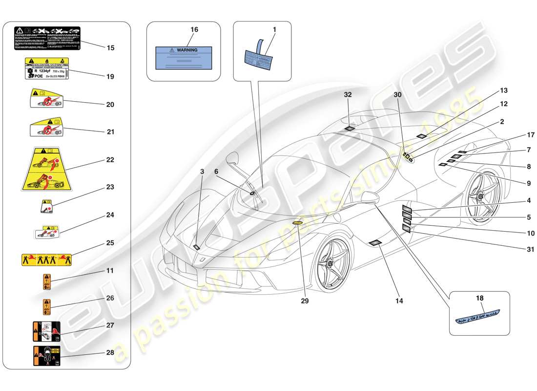 a part diagram from the ferrari laferrari parts catalogue