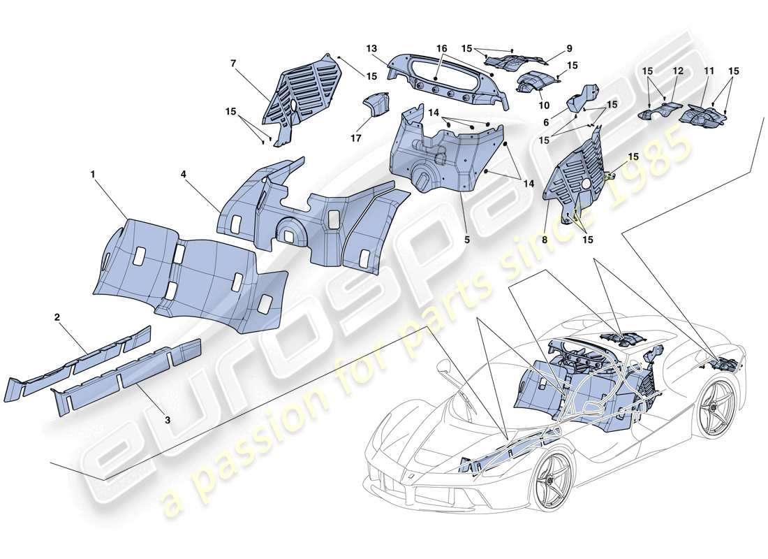 a part diagram from the ferrari laferrari aperta (usa) parts catalogue