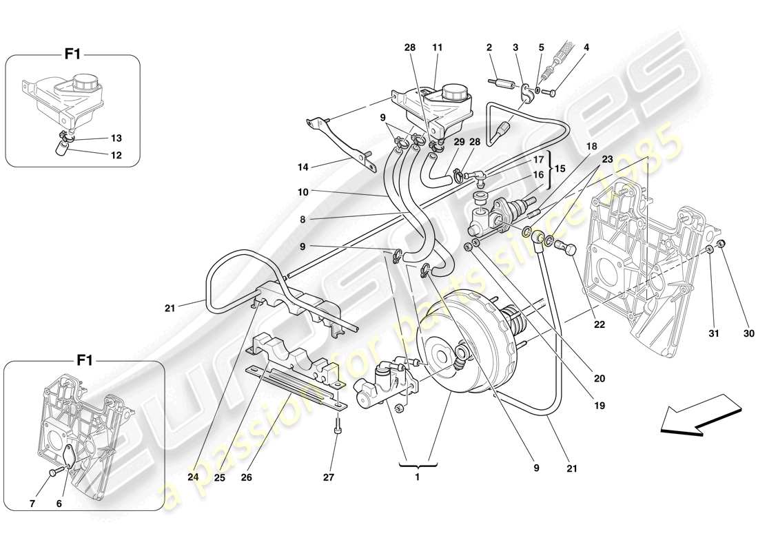 a part diagram from the ferrari f430 spider (usa) parts catalogue
