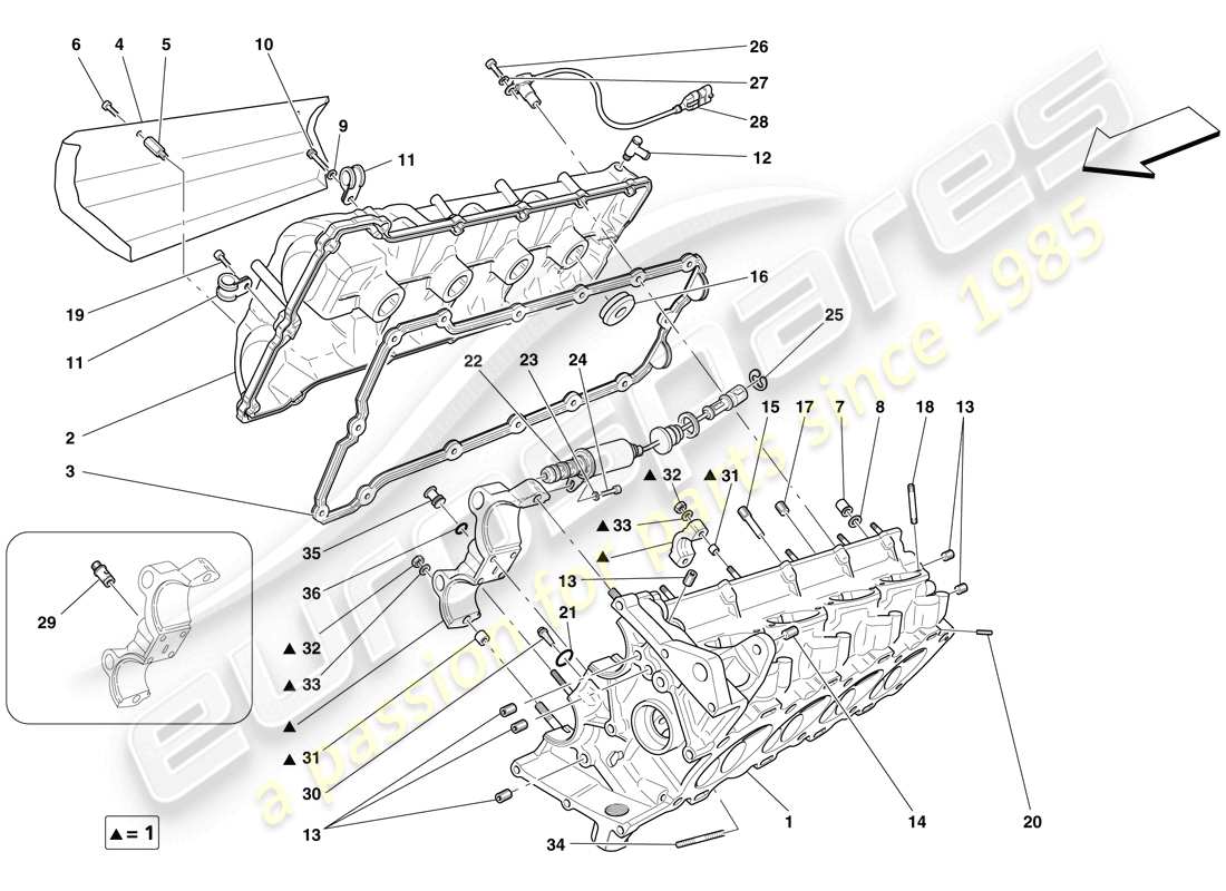 a part diagram from the ferrari f430 spider (usa) parts catalogue