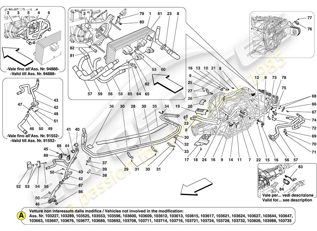 a part diagram from the ferrari california (rhd) parts catalogue