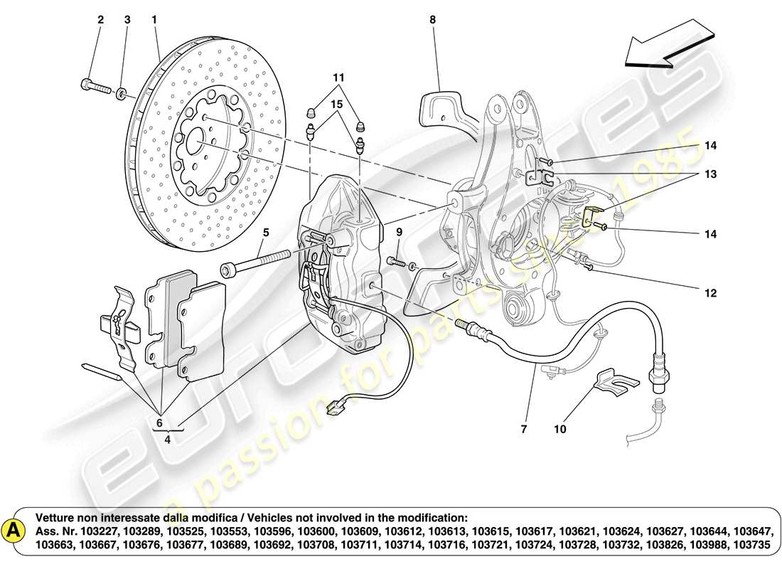 a part diagram from the ferrari california parts catalogue