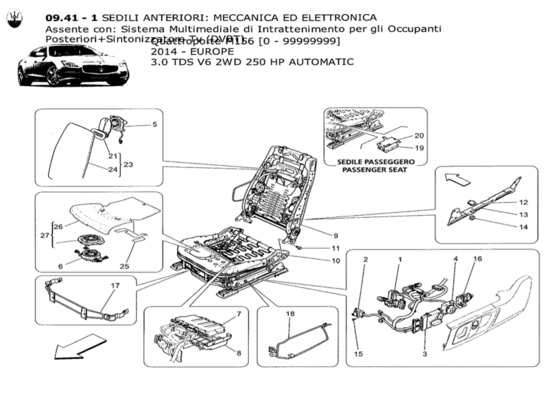 a part diagram from the maserati quattroporte m156 (2014 onwards) parts catalogue