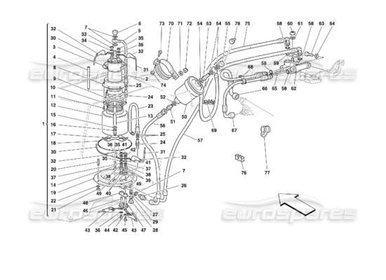 a part diagram from the ferrari 355 (2.7 motronic) parts catalogue
