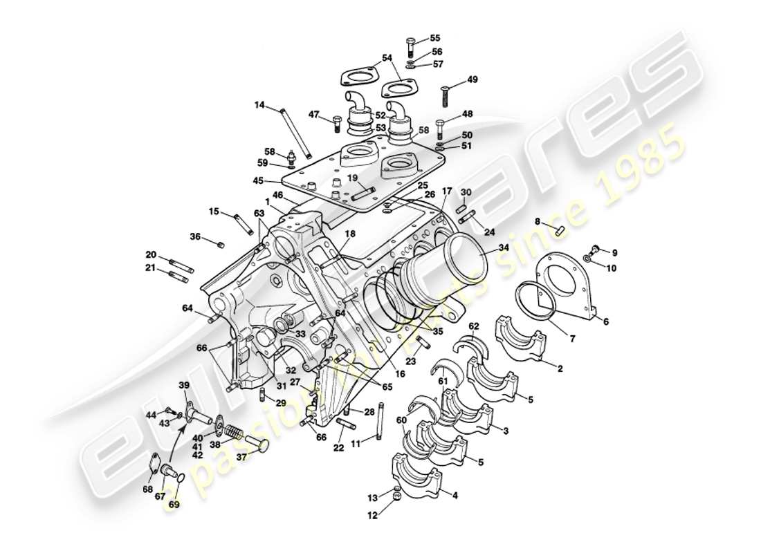 a part diagram from the aston martin v8 volante parts catalogue